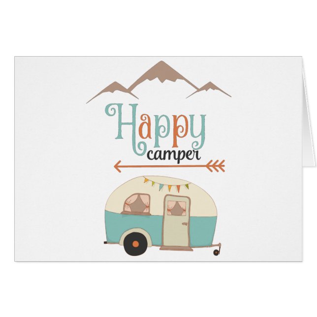 Camping-car Rétro Mignon Happy Camper (Devant horizontal)