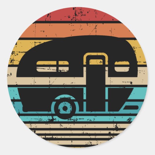 Camping  Caravan trailer Ronde Sticker (Voorkant)