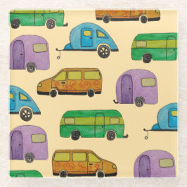 Camping caravans glazen onderzetter