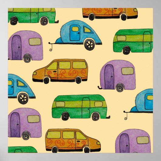 Camping caravans poster (Voorkant)