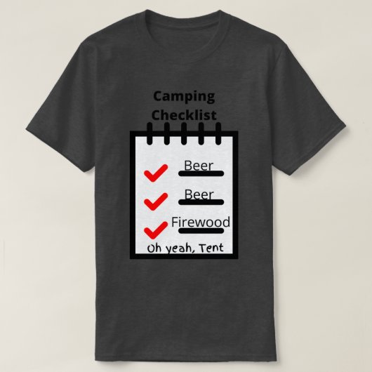 Camping Checklist T-shirt (Design voorkant)