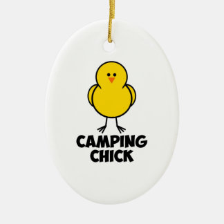 Camping Chick Keramisch Ornament