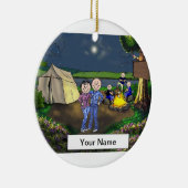 Camping Couple, drie kinderen Keramisch Ornament (Rechts)