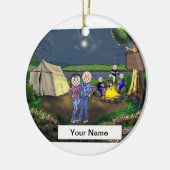 Camping Couple, drie kinderen Keramisch Ornament (Links)
