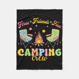 Camping Crew Familie Vrienden Meisjes Kinderen Zom Fleece Deken