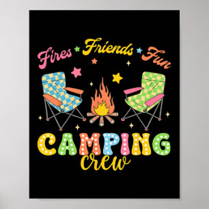 Camping Crew Familie Vrienden Meisjes Kinderen Zom Poster