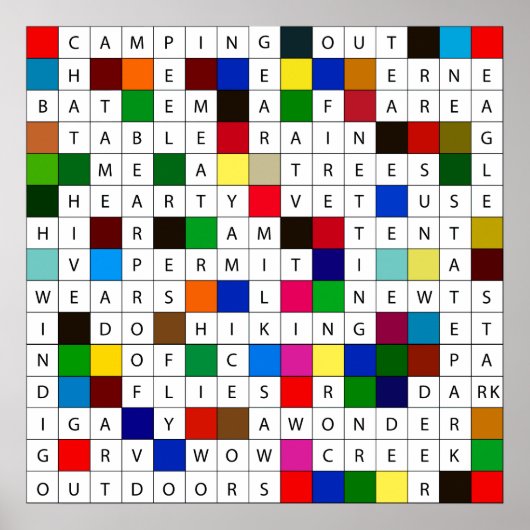 Camping Crossword Poster (Voorkant)