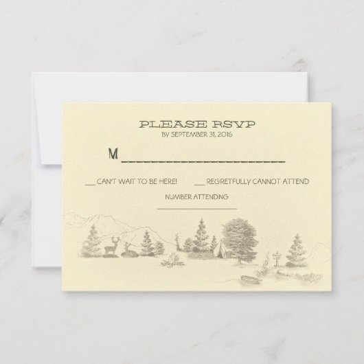 Camping dans les bois Mariage cartes RSVP (Devant)
