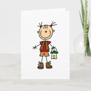 Camping de fille avec la carte de lanterne