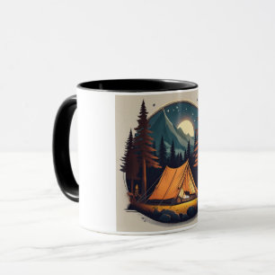 Camping de nuit confortable Mug avec tente et lune