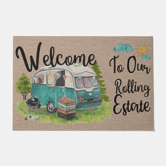 Camping Doormat Gift, Camper Housewarming Gift Deurmat (Voorkant)