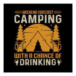 Camping en alcohol drinken perfect poster