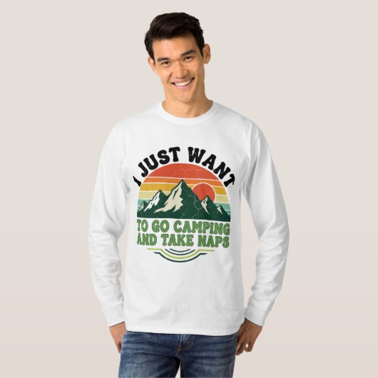 Camping en dutjes Retro Mountain Design T-shirt (Voorkant volledig)