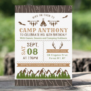 Camping en plein air Invitations de fête d'anniver