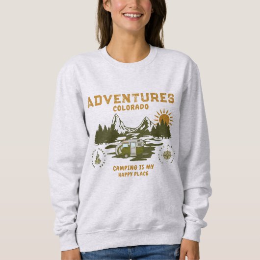 Camping est mon Sweatshirt Happy Place (Devant)