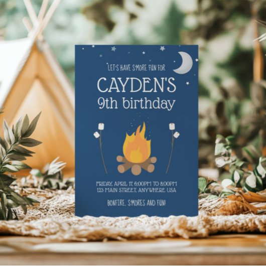 Camping et S'mores Invitation d'anniversaire