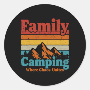 Camping Family Camping Chaos verenigt Happy Camper Ronde Sticker