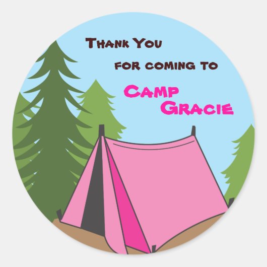 Camping Fille Anniversaire Fête Favoriser Sticker (Devant)