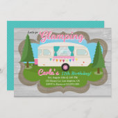 Camping Filles Fête d'anniversaire Invitation (Devant / Derrière)