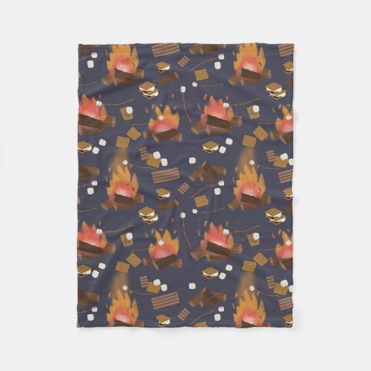 Camping Fire Outdoor Adventure & Marshmallows Fleece Deken (Voorkant)