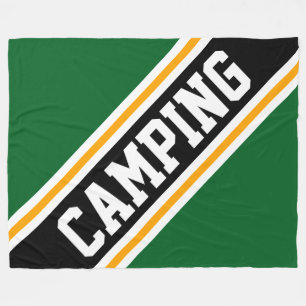 CAMPING Forest Groen Geel Zwart Racing Stripes Fleece Deken