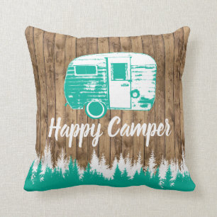 Camping Fun Happy Camper Rustic Forest Kussen