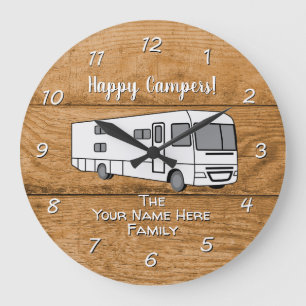 Camping Generic Class A wood Design Large Clock Grote Klok