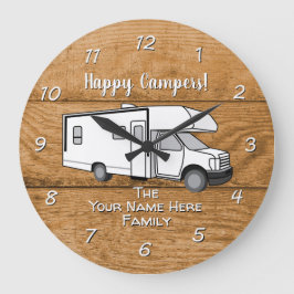 Camping Generic Class C wood Design Large Clock Grote Klok