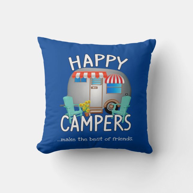 Camping Gifts |Happy Camper Kussen (Voorkant)