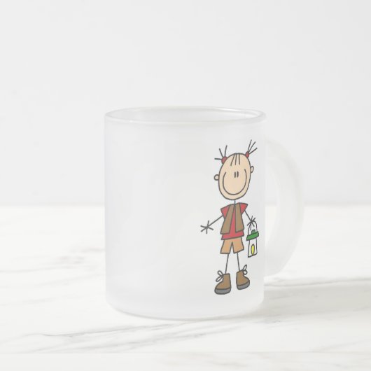 Camping Girl met lantaarns en touwtjes Matglas Koffiemok (Voorkant rechts)