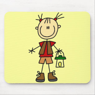 Camping Girl met lantaarns en touwtjes Muismat