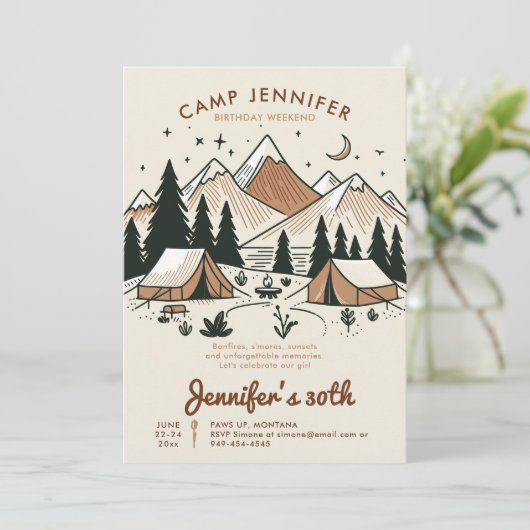 Camping Glamping Camp Earth 30e Verjaardag Weekend Kaart (Staand voorkant)