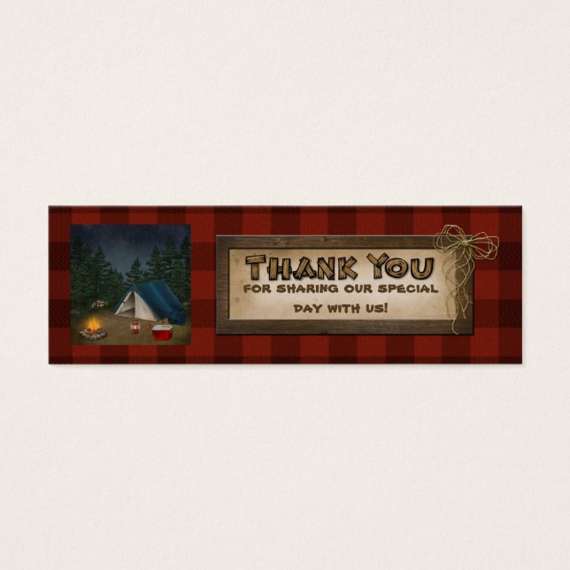 Camping, Glamping, Natuur bruiloft gunst Label 2 Mini Visitekaartjes (Voorkant)