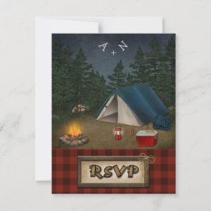Camping Glamping Vissen Bruiloft RSVP Kaart