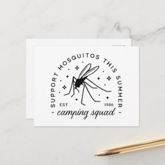 Camping group mosquito funny summer camp trip briefkaart