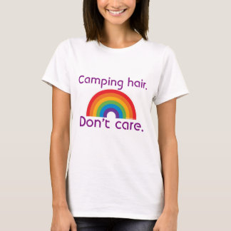Camping Hair geeft geen 80 Retro-regenboog T-shirt