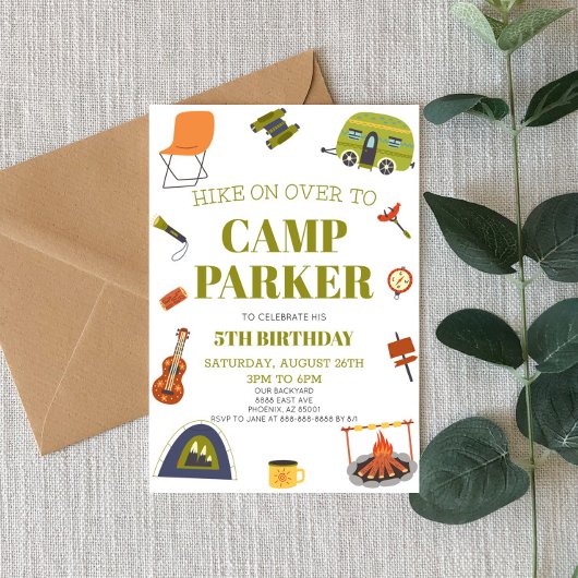 Camping Happy Camper Verjaardagsfeestje Kaart
