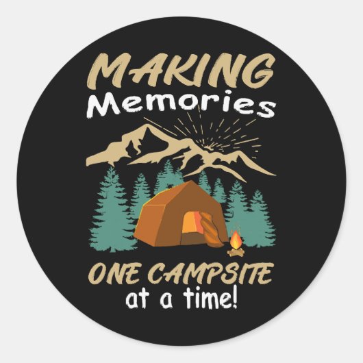 CAMPING Herinneringen maken Ronde Sticker (Voorkant)