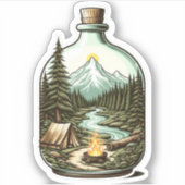 Camping In A Bottle Sticker | Die-Cut Sticker (Voorkant)