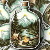 Camping In A Bottle Sticker | Die-Cut Sticker