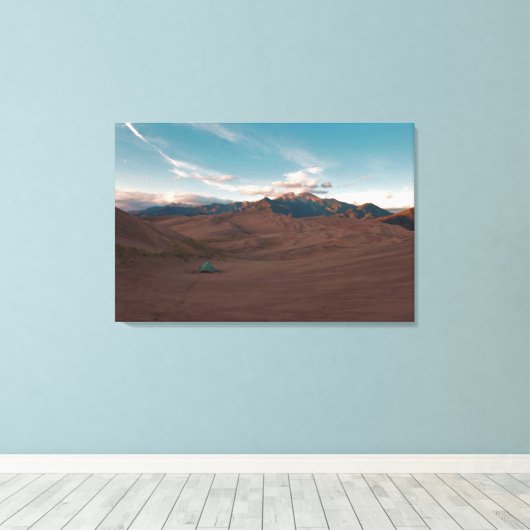 Camping in de Duinen Canvas Afdruk (Insitu (Houten vloer))