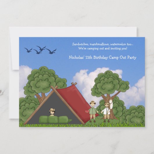 Camping in de uitnodiging tot het indienen van Bos (Voorkant)