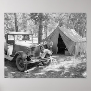 Camping in de Yakima Valley, 1936.  foto Poster