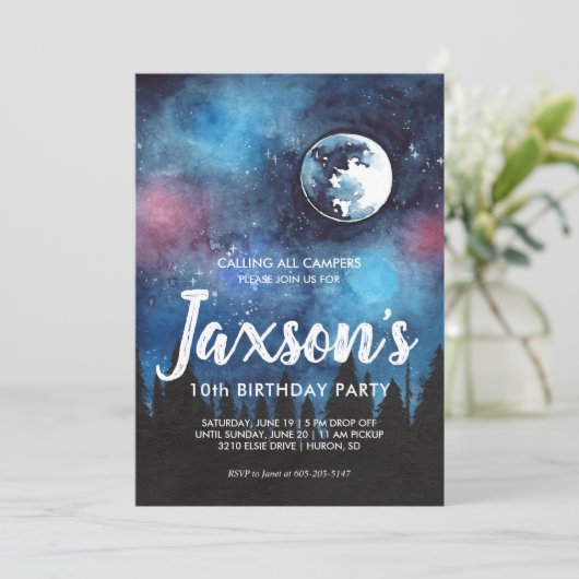 Camping Invitation à une fête à thème (Debout devant)