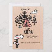 Camping invitation de fête d'anniversaire à thème (Devant)