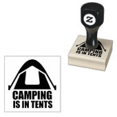 Camping is in tenten 	rubberstempel (Gestempeld)