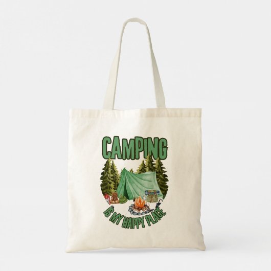 Camping is mijn gelukkige plek - happy camper canv tote bag (Achterkant)