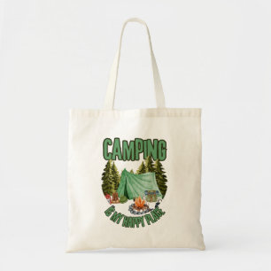 Camping is mijn gelukkige plek - happy camper canv tote bag