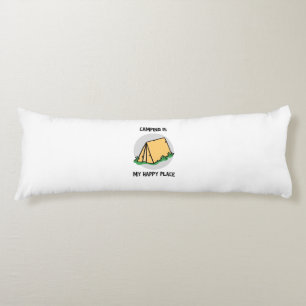 Camping is mijn gelukkige plek met een kampeertent lichaamskussen