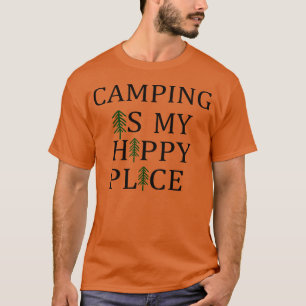 Camping is mijn geluksplek liefde groen grappige v t-shirt